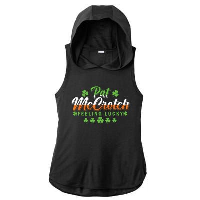 Pat McCrotch Feeling Shamrock Lucky Irish St Patrick's Day Ladies PosiCharge Tri-Blend Wicking Draft Hoodie Tank