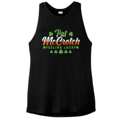 Pat McCrotch Feeling Shamrock Lucky Irish St Patrick's Day Ladies PosiCharge Tri-Blend Wicking Tank