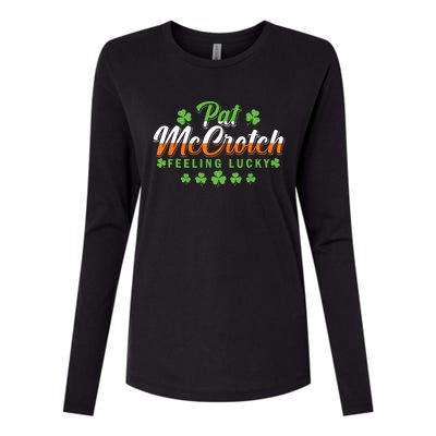 Pat McCrotch Feeling Shamrock Lucky Irish St Patrick's Day Womens Cotton Relaxed Long Sleeve T-Shirt