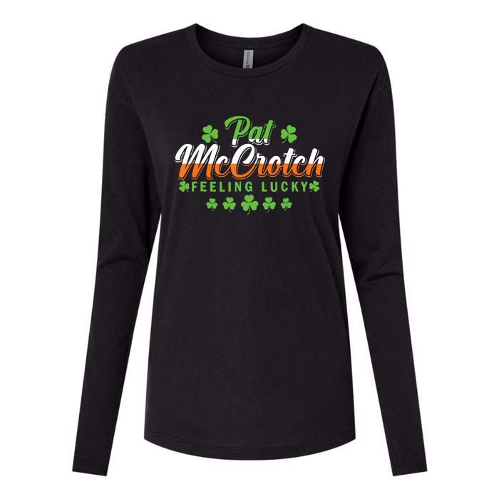 Pat McCrotch Feeling Shamrock Lucky Irish St Patrick's Day Womens Cotton Relaxed Long Sleeve T-Shirt