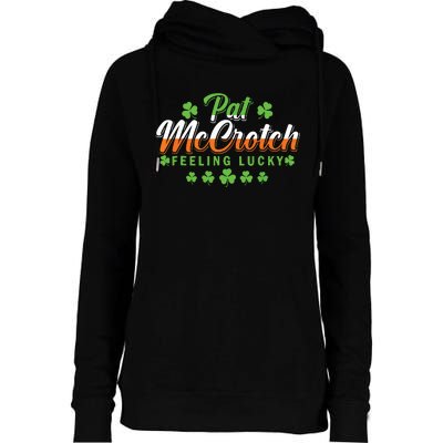 Pat McCrotch Feeling Shamrock Lucky Irish St Patrick's Day Womens Funnel Neck Pullover Hood