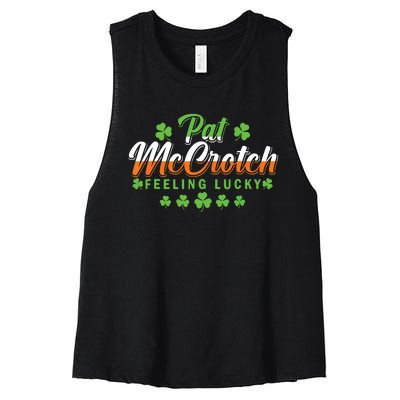 Pat McCrotch Feeling Shamrock Lucky Irish St Patrick's Day Women's Racerback Cropped Tank