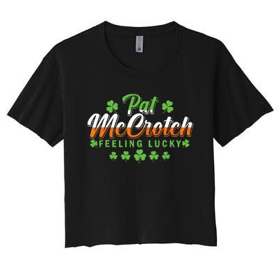 Pat McCrotch Feeling Shamrock Lucky Irish St Patrick's Day Women's Crop Top Tee