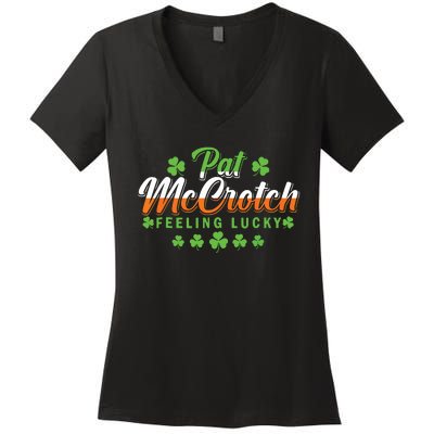 Pat McCrotch Feeling Shamrock Lucky Irish St Patrick's Day Women's V-Neck T-Shirt