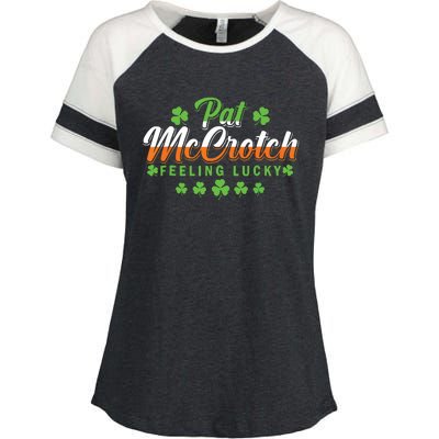 Pat McCrotch Feeling Shamrock Lucky Irish St Patrick's Day Enza Ladies Jersey Colorblock Tee