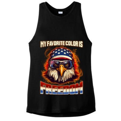 Patriotic My Favorite Color Is Freedom American Eagle Ladies PosiCharge Tri-Blend Wicking Tank