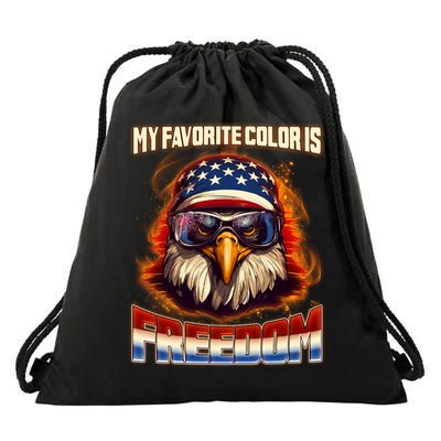Patriotic My Favorite Color Is Freedom American Eagle Drawstring Bag
