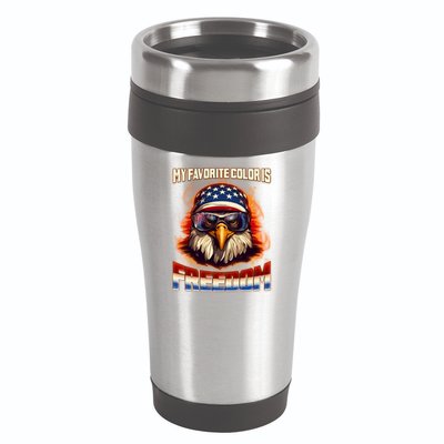 Patriotic My Favorite Color Is Freedom American Eagle 16oz Travel Tumbler