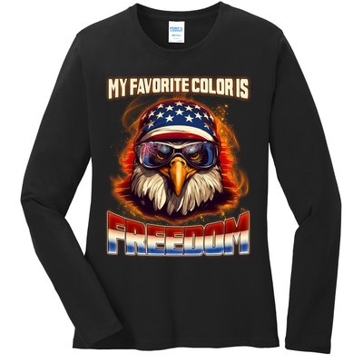 Patriotic My Favorite Color Is Freedom American Eagle Ladies Long Sleeve Shirt