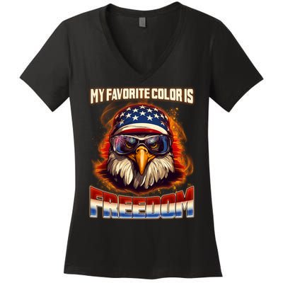 Patriotic My Favorite Color Is Freedom American Eagle Women's V-Neck T-Shirt