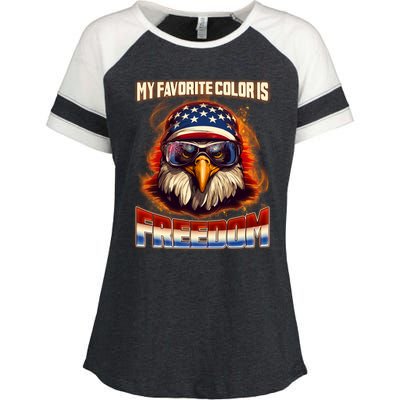 Patriotic My Favorite Color Is Freedom American Eagle Enza Ladies Jersey Colorblock Tee