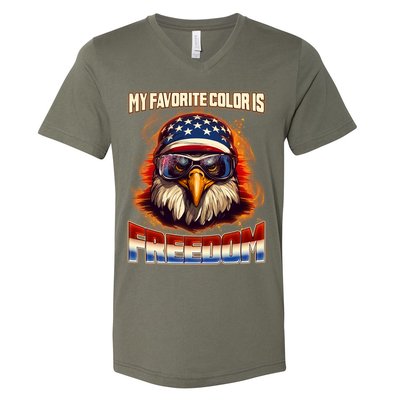 Patriotic My Favorite Color Is Freedom American Eagle V-Neck T-Shirt