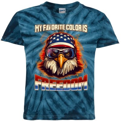 Patriotic My Favorite Color Is Freedom American Eagle Kids Tie-Dye T-Shirt