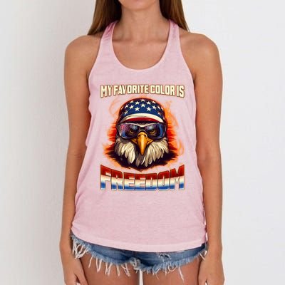 Patriotic My Favorite Color Is Freedom American Eagle Women's Knotted Racerback Tank