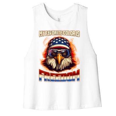 Patriotic My Favorite Color Is Freedom American Eagle Women's Racerback Cropped Tank