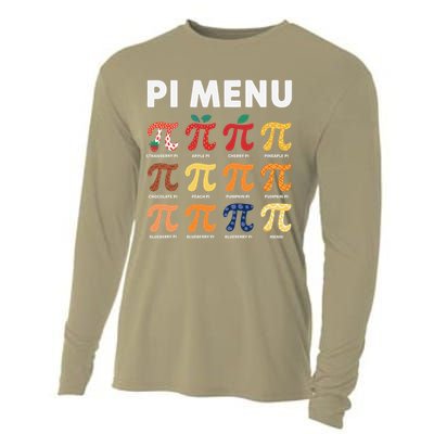 Pie Menu Funny Pi Day Pi 3 Cooling Performance Long Sleeve Crew