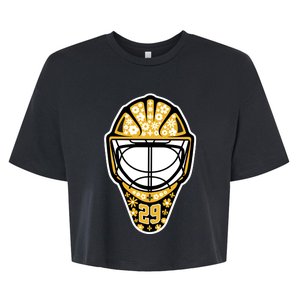 Penguins Marcandré Fleury Number 29 Flower Mask Bella+Canvas Jersey Crop Tee