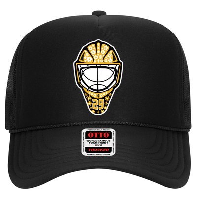 Penguins Marcandré Fleury Number 29 Flower Mask Trucker Hat