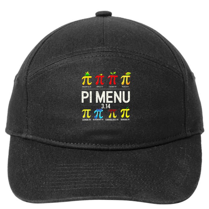 Pie Menu Funny Pi Day Pi 3 7-Panel Snapback Hat