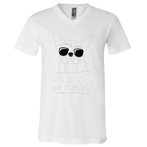 Pardon My French Frenchie Bulldog V-Neck T-Shirt