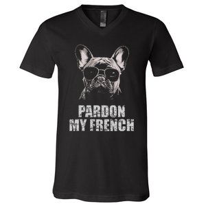 Pardon My French Bulldog Frenchie Lover V-Neck T-Shirt