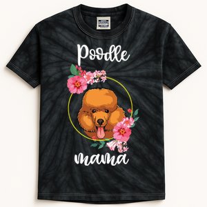 Poodle Mama Floral Women Mothers Day Dog Mom Kids Tie-Dye T-Shirt