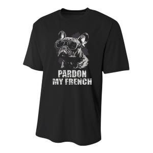 Pardon My French Bulldog Frenchie Lover Youth Performance Sprint T-Shirt