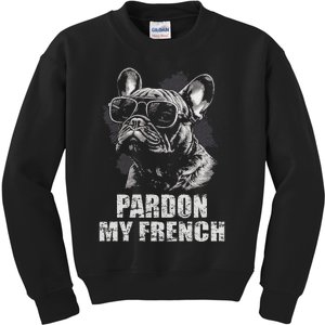 Pardon My French Bulldog Frenchie Lover Kids Sweatshirt