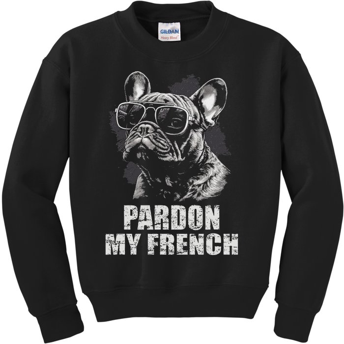 Pardon My French Bulldog Frenchie Lover Kids Sweatshirt