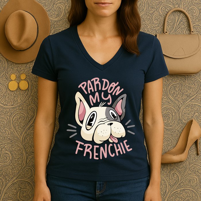 Pardon My Frenchie Bulldog Women's V-Neck T-Shirt