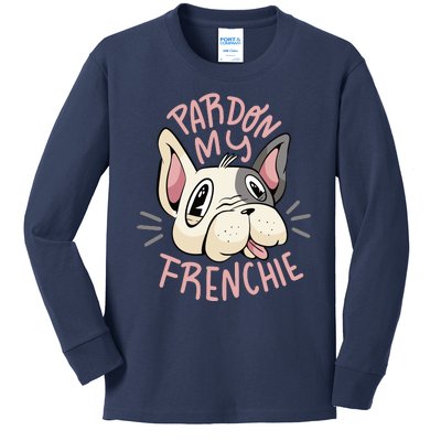 Pardon My Frenchie Bulldog Kids Long Sleeve Shirt