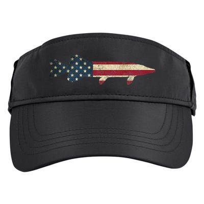 Pike Musky Fishing American Flag Vintage Patriotic Fisherman Adult Drive Performance Visor