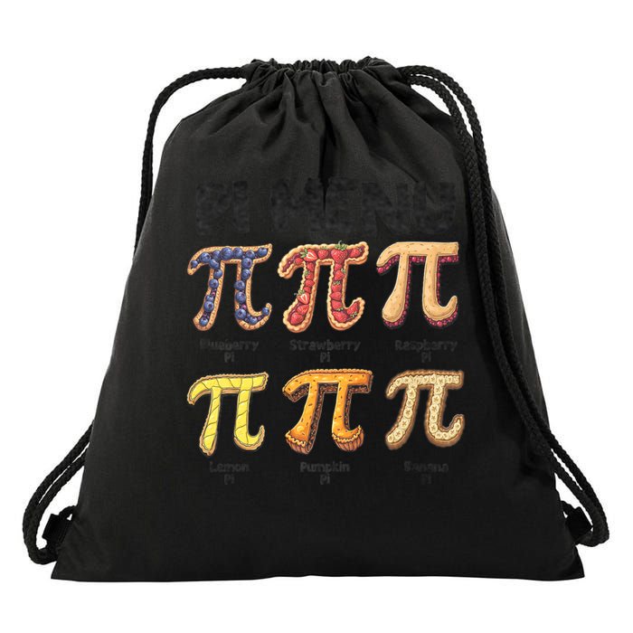 Pi Menu Funny Math Teacher Pi Day 3.14 Pie Drawstring Bag
