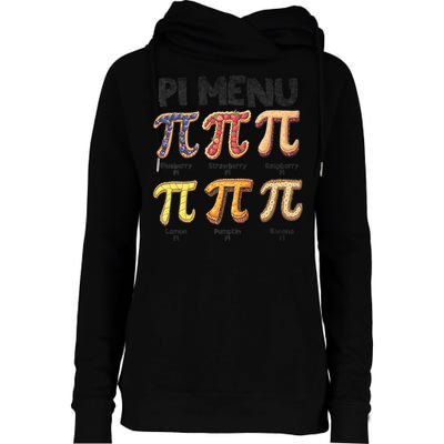 Pi Menu Funny Math Teacher Pi Day 3.14 Pie Womens Funnel Neck Pullover Hood