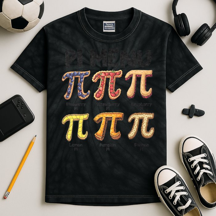 Pi Menu Funny Math Teacher Pi Day 3.14 Pie Kids Tie-Dye T-Shirt