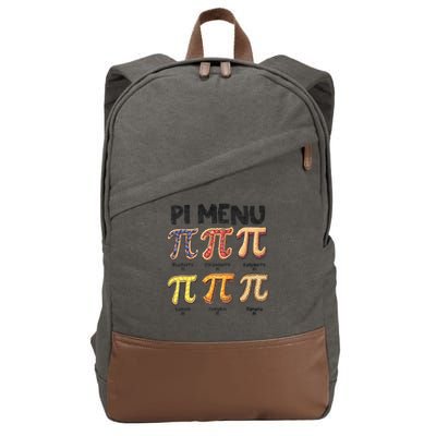 Pi Menu Funny Math Teacher Pi Day 3.14 Pie Cotton Canvas Backpack