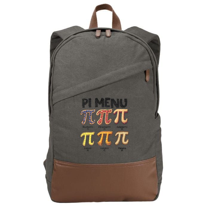 Pi Menu Funny Math Teacher Pi Day 3.14 Pie Cotton Canvas Backpack