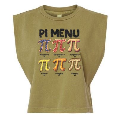 Pi Menu Funny Math Teacher Pi Day 3.14 Pie Garment-Dyed Women's Muscle Tee