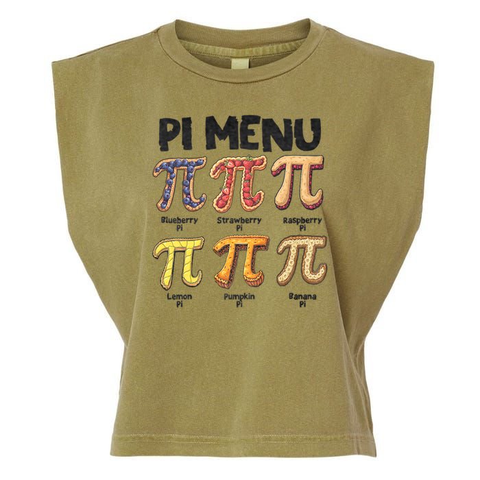 Pi Menu Funny Math Teacher Pi Day 3.14 Pie Garment-Dyed Women's Muscle Tee