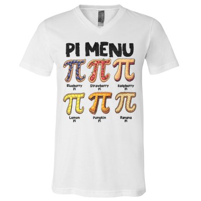 Pi Menu Funny Math Teacher Pi Day 3.14 Pie V-Neck T-Shirt