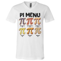 Pi Menu Funny Math Teacher Pi Day 3.14 Pie V-Neck T-Shirt