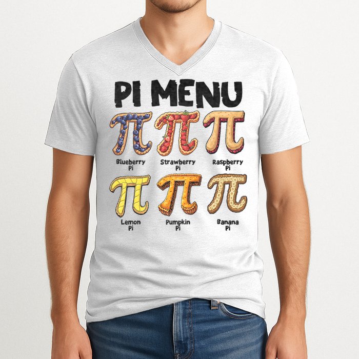 Pi Menu Funny Math Teacher Pi Day 3.14 Pie V-Neck T-Shirt