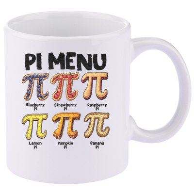 Pi Menu Funny Math Teacher Pi Day 3.14 Pie 11oz C Handle Ceramic Mug