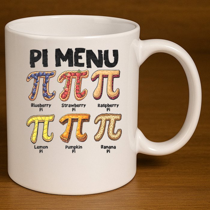 Pi Menu Funny Math Teacher Pi Day 3.14 Pie 11oz C Handle Ceramic Mug