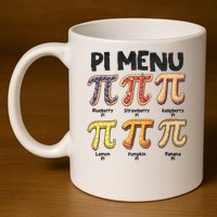 Pi Menu Funny Math Teacher Pi Day 3.14 Pie 11oz C Handle Ceramic Mug