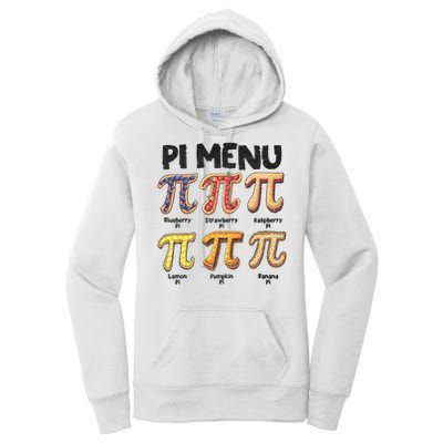 Pi Menu Funny Math Teacher Pi Day 3.14 Pie Women's Pullover Hoodie