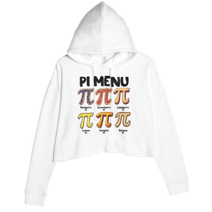 Pi Menu Funny Math Teacher Pi Day 3.14 Pie Crop Fleece Hoodie