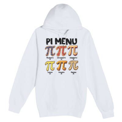 Pi Menu Funny Math Teacher Pi Day 3.14 Pie Premium Pullover Hoodie