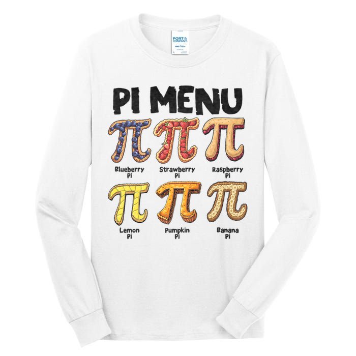 Pi Menu Funny Math Teacher Pi Day 3.14 Pie Tall Long Sleeve T-Shirt