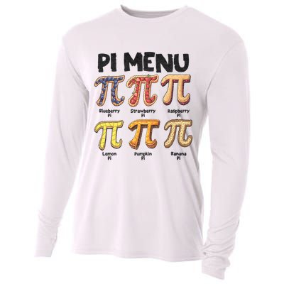 Pi Menu Funny Math Teacher Pi Day 3.14 Pie Cooling Performance Long Sleeve Crew